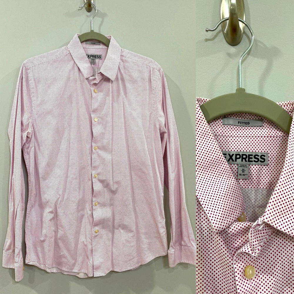 Express pink polka dot shirt